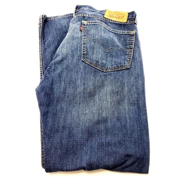 Levi's 505 Straight Regular‎ Fit Blue Jeans 34/31 Enzyme Stone Wash Mid Rise - Picture 1 of 8